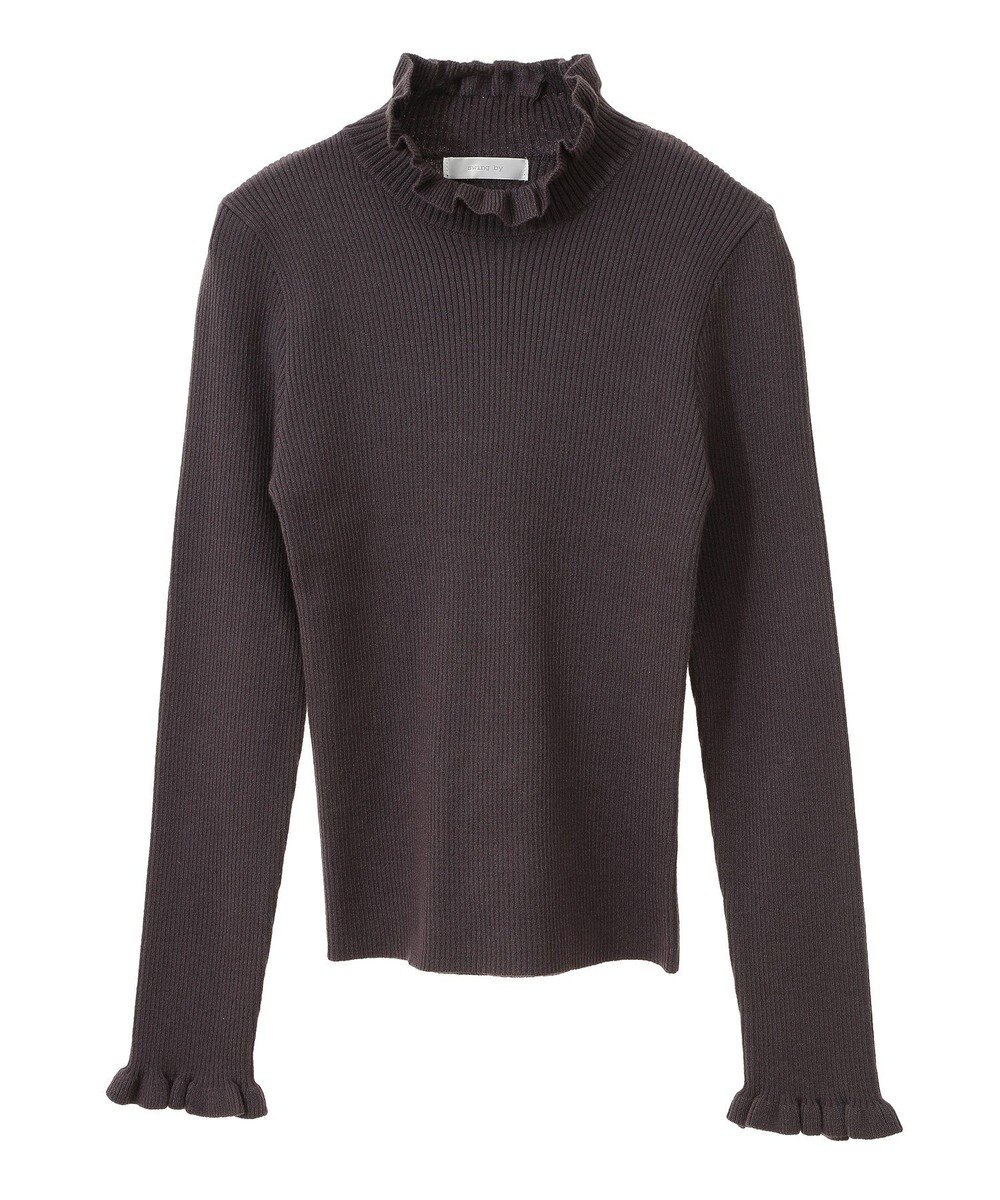 Green Parks ・ｓｗｉｎｇ　ｂｙ　フリルハイネックリブニット 