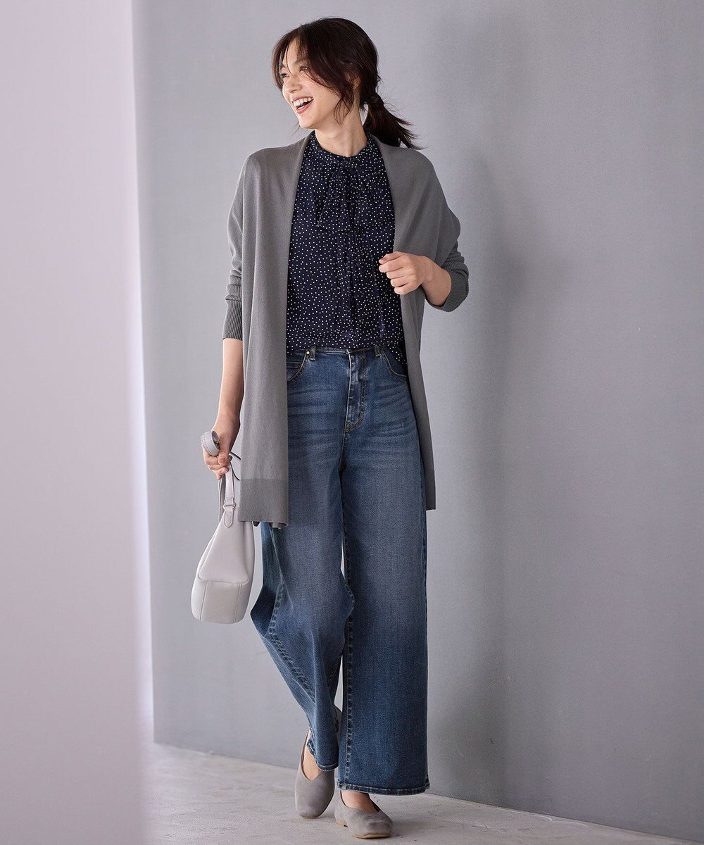 ANY L 【洗濯機可/ウエストゴム/ストレッチ】ワイドデニムパンツ 