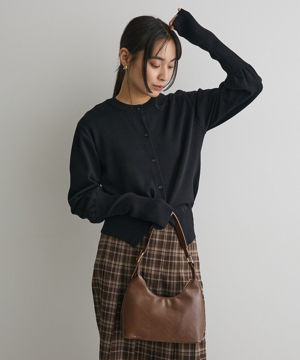 CRAFT STANDARD BOUTIQUE ロング袖リブコンパクトニットカーディガン 