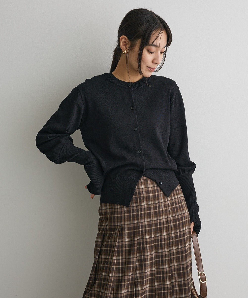 CRAFT STANDARD BOUTIQUE ロング袖リブコンパクトニットカーディガン 