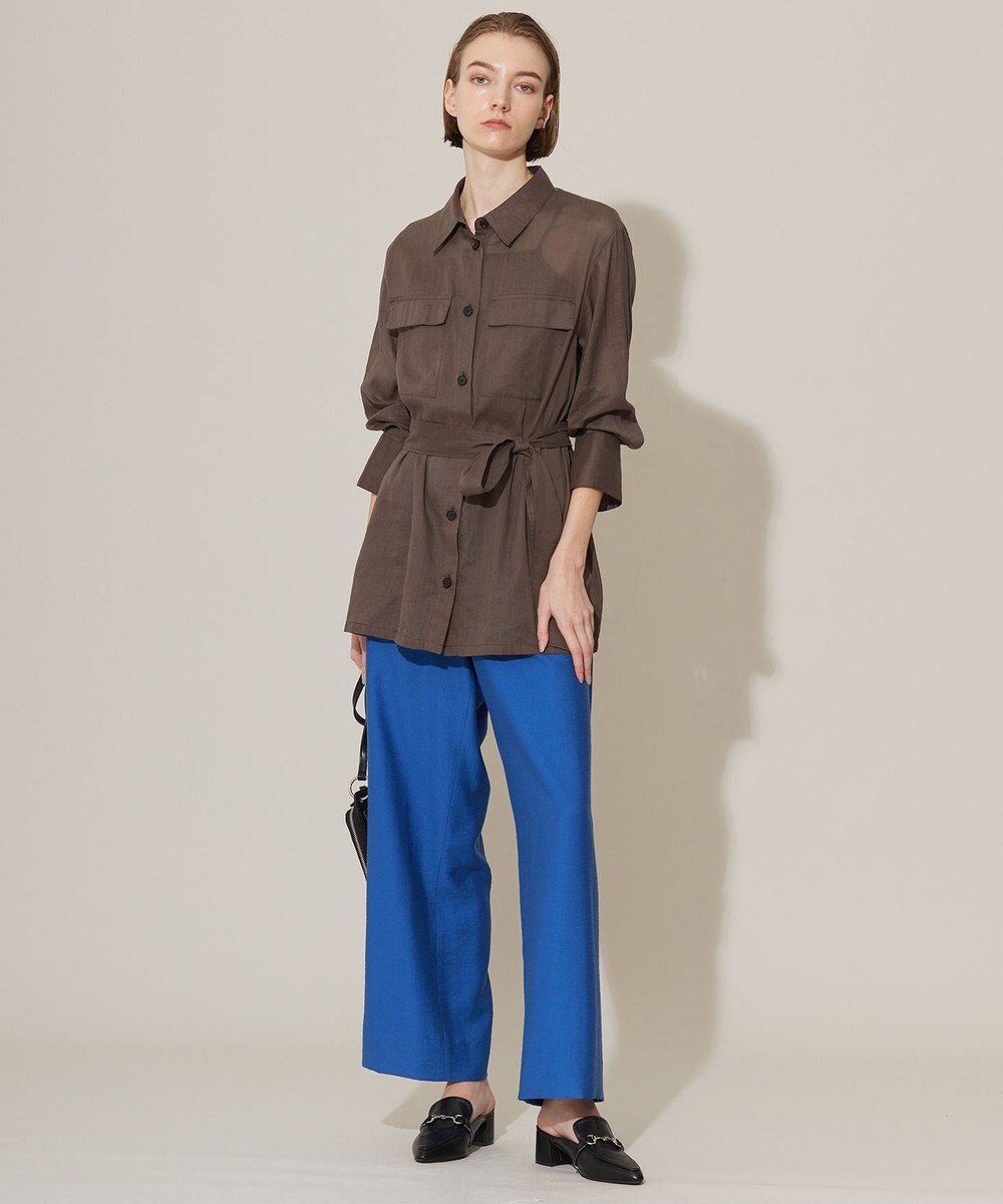 ICB 【洗える】ワッシャーツイル ワイドストレートパンツ 