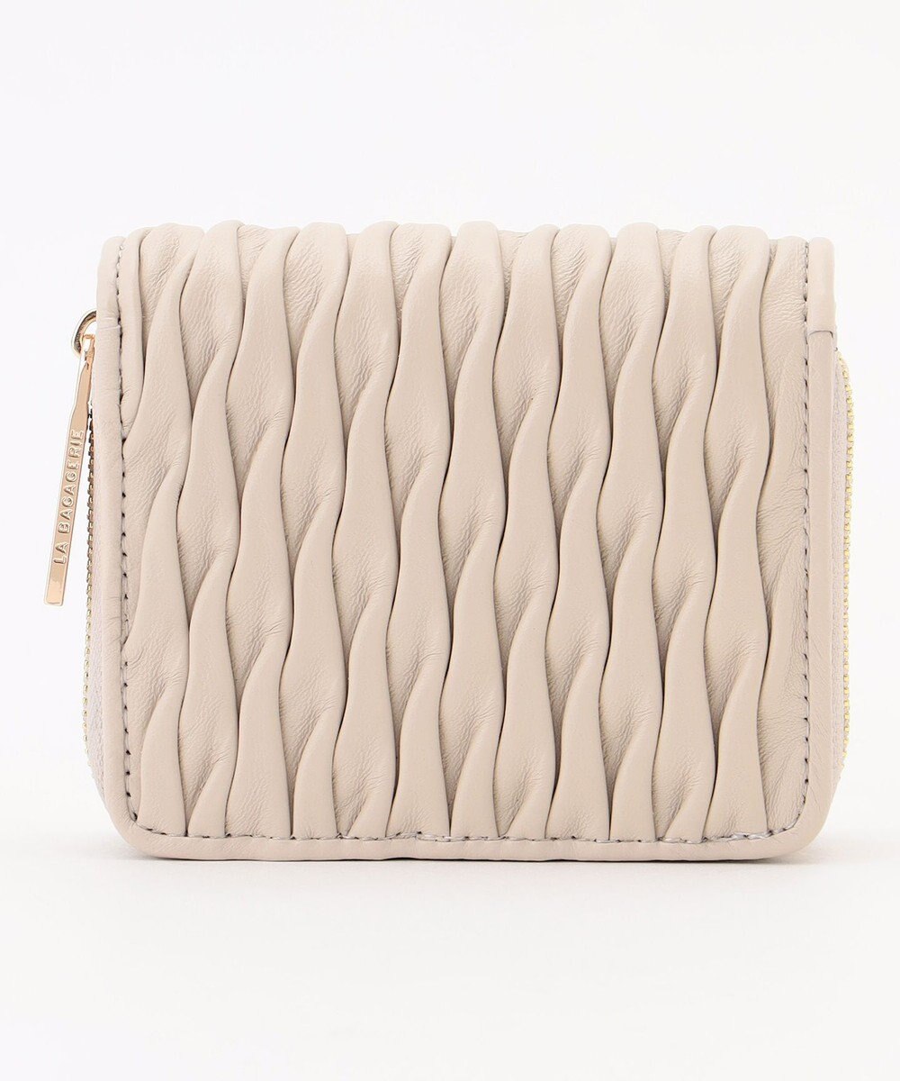 LA BAGAGERIE シープレザープリーツ加工二つ折り財布 