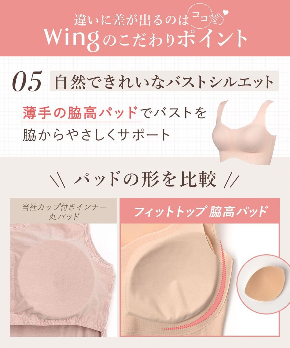 Wing ノンワイヤーブラ 【フィットトップ】 よく伸びて快適フィット 身生地部は吸汗速乾 MB1010 ウイング／ワコール 
