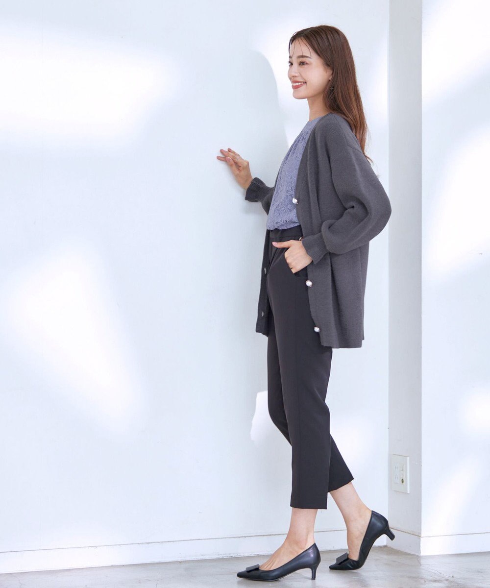 Tiaclasse 【洗える】袖先フリルミドル丈カーディガン 