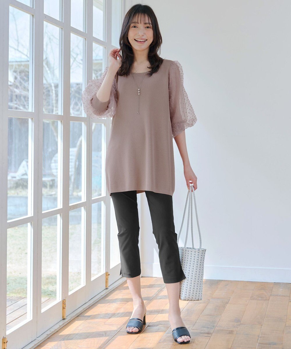 Tiaclasse L 【洗える】ドットチュールニットチュニック 