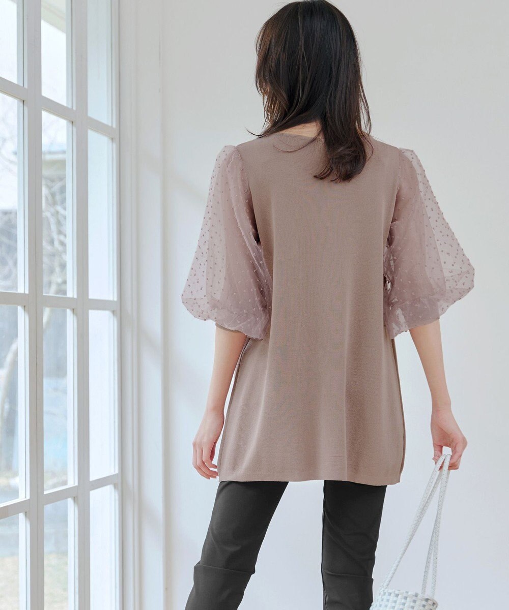 Tiaclasse L 【洗える】ドットチュールニットチュニック 