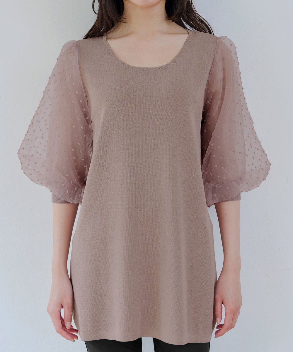 Tiaclasse L 【洗える】ドットチュールニットチュニック 