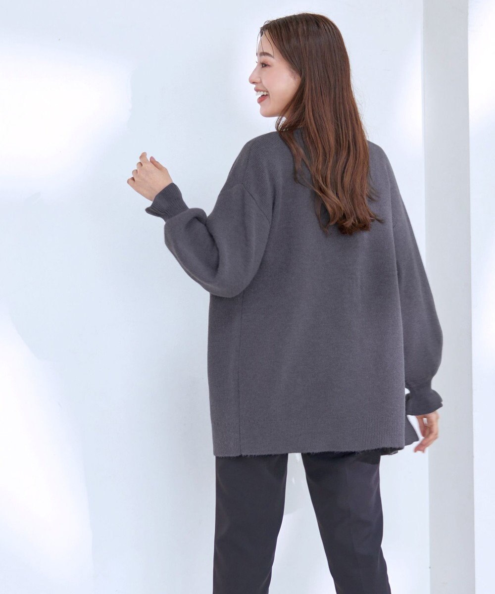 Tiaclasse 【洗える】袖先フリルミドル丈カーディガン 