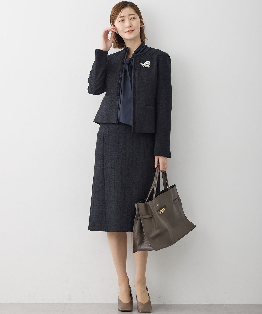 23区 L 【セットアップ対応】ライトシャインツイード ノーカラージャケット 