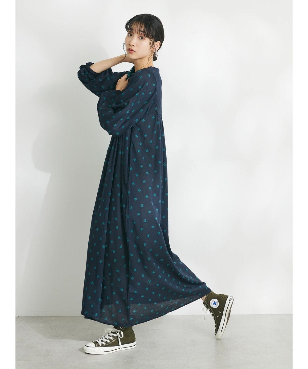 CRAFT STANDARD BOUTIQUE インド綿混キルト切替花柄ワンピース 