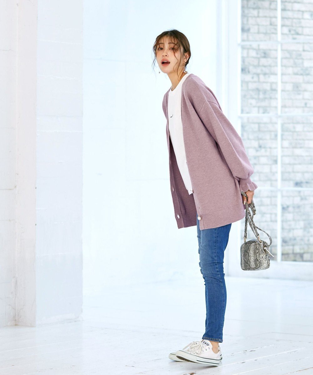 Tiaclasse 【洗える】袖先フリルミドル丈カーディガン 