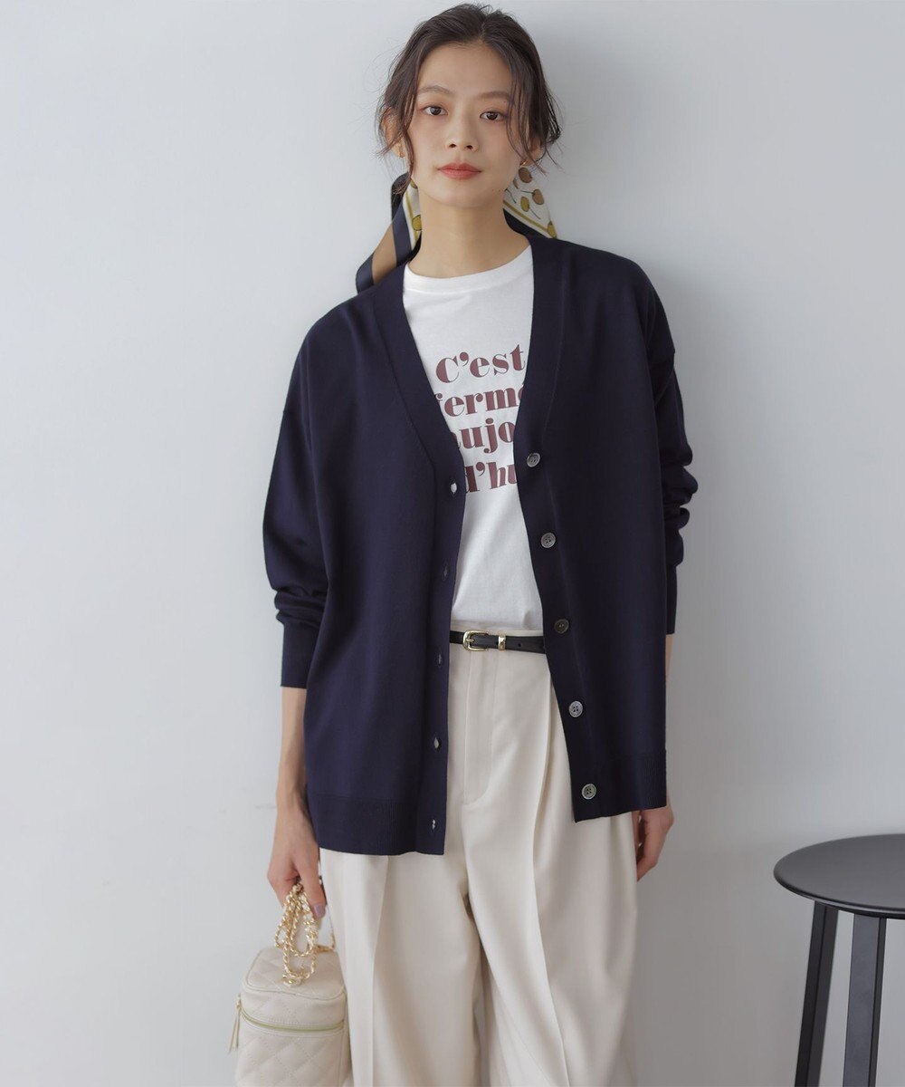 組曲 【加藤ローサさん着用 / 2WAY】スムースストレッチカシュクール カーディガン 
