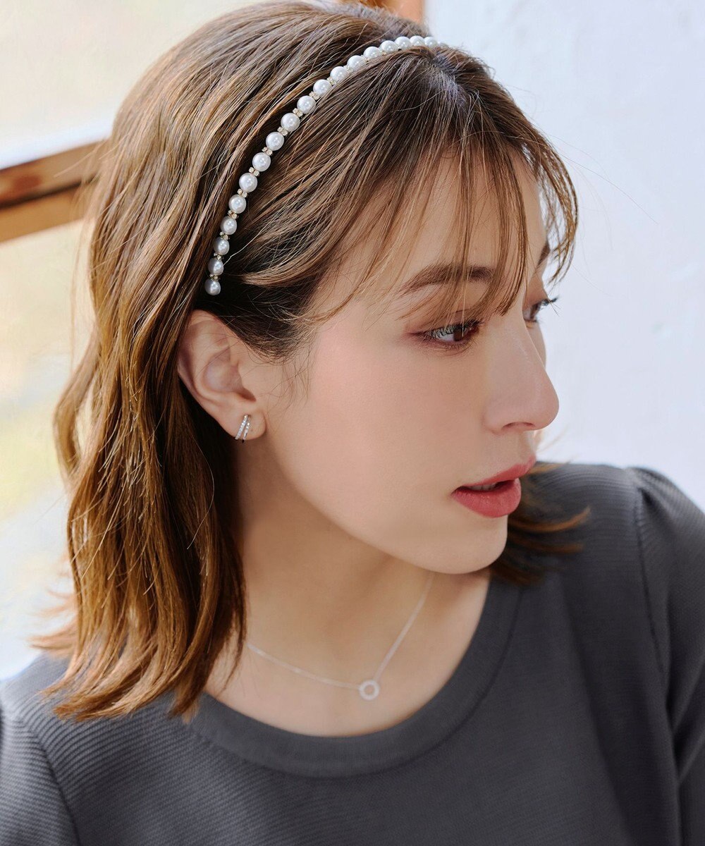 Tiaclasse パールストーンカチューシャ 