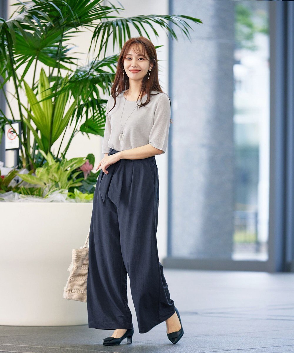 Tiaclasse L 【洗える】シアースリーブニットトップス 