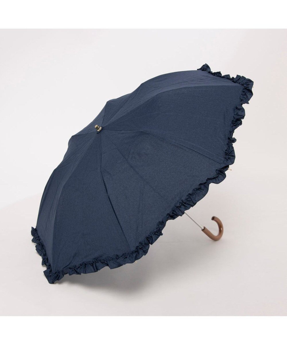 UNBILLION カシュネ cachenez / シャンブレーフリルトップレス2段折りたたみ傘 