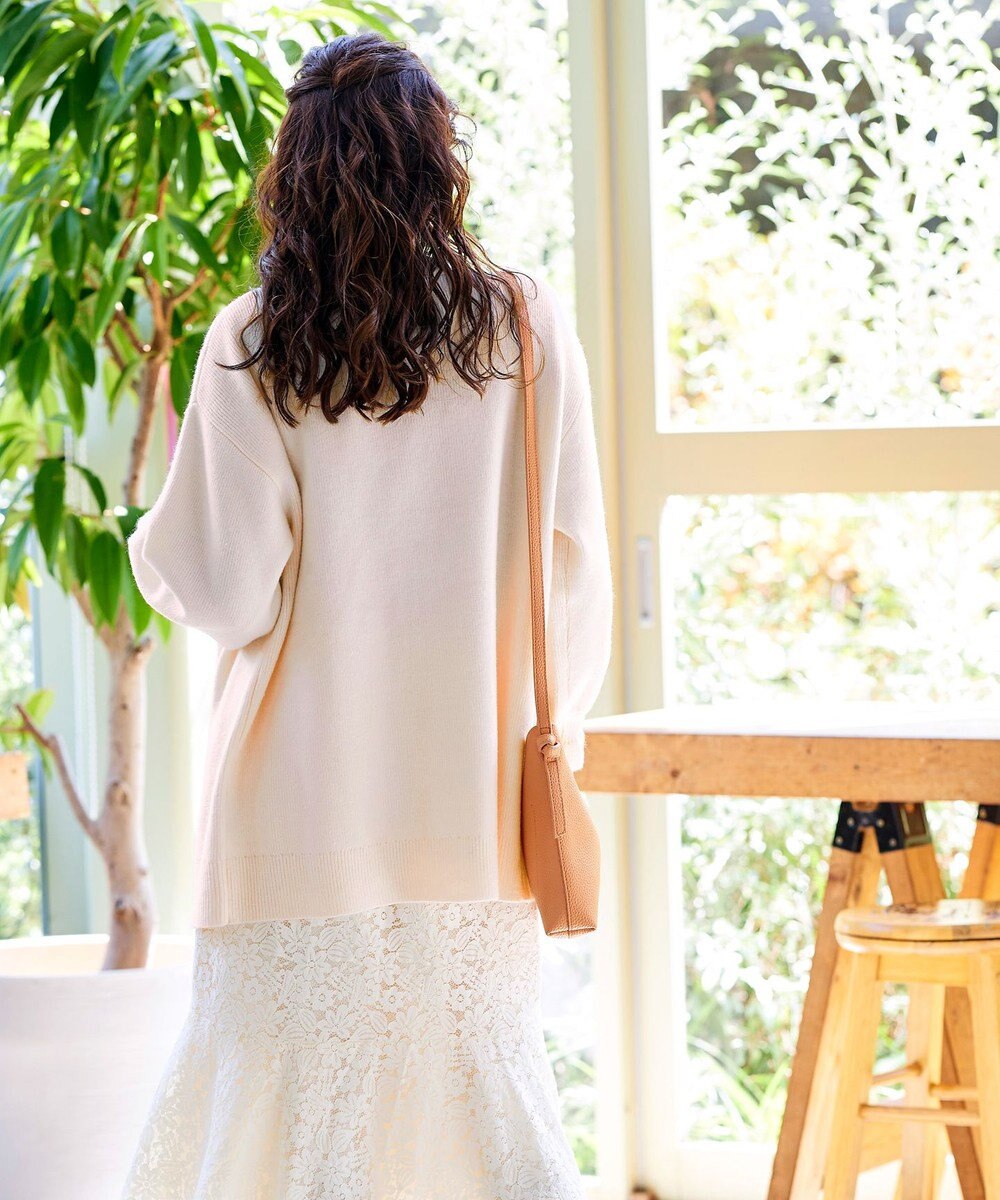 Tiaclasse 【洗える】袖先フリルミドル丈カーディガン 