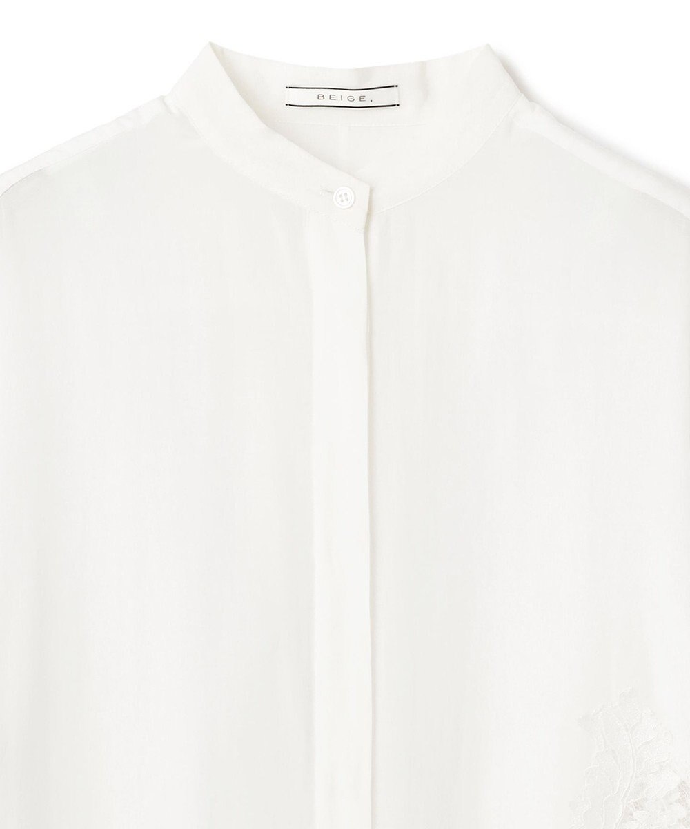 BEIGE， GALENA / コットンレースバンドカラーシャツ 