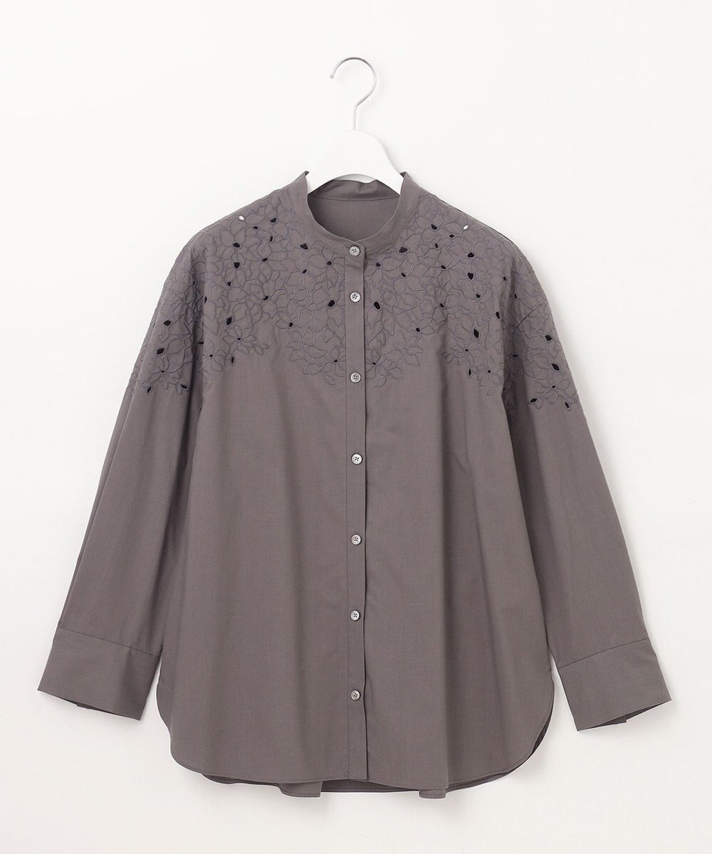 自由区 【洗える】テンセルコットンエンブロイダリーシャツ ブラウス 