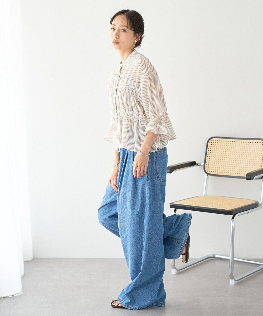 earth music&ecology シャーリングストライプシャツ 