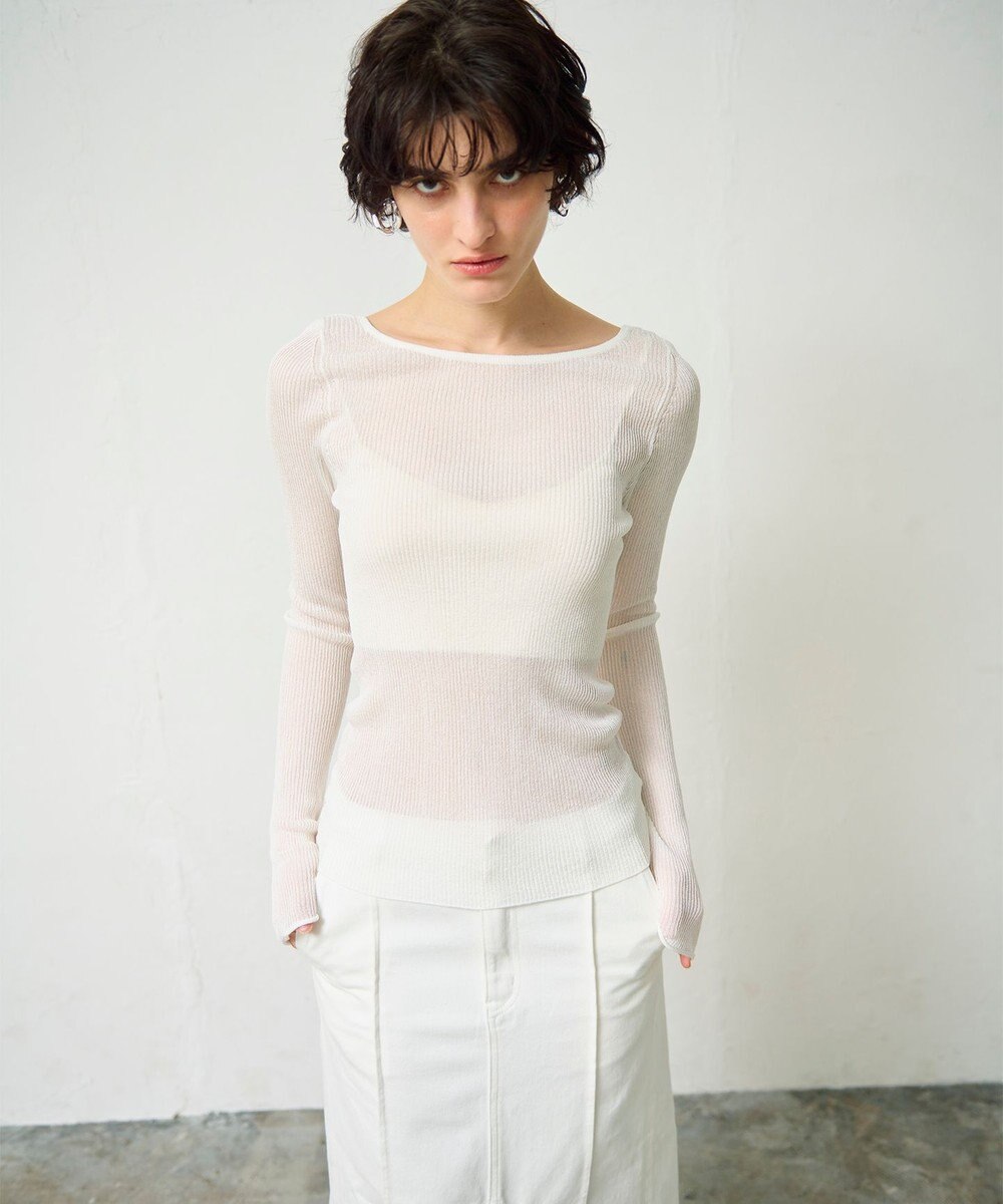 GRACE CONTINENTAL ラメシアーリブニットトップ 