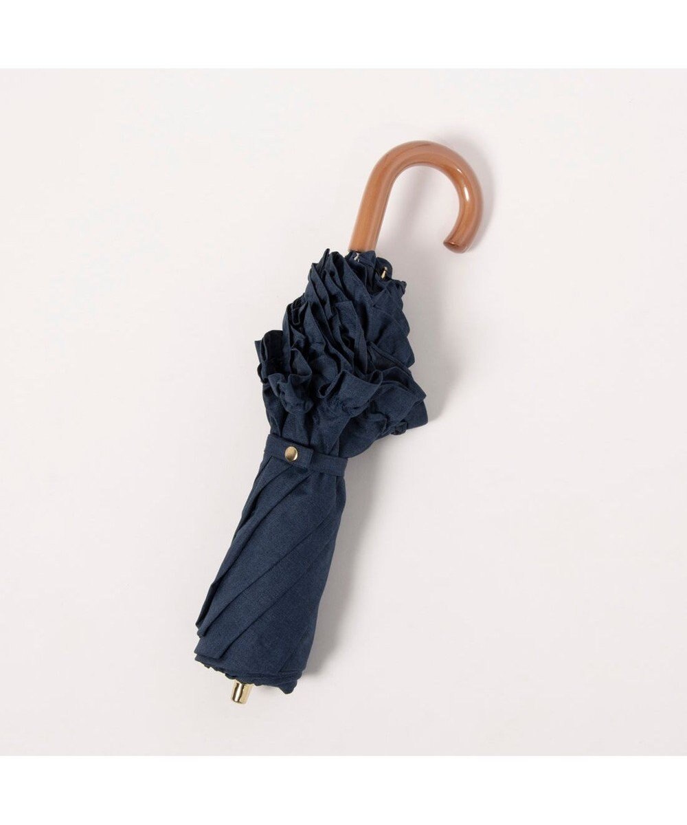 UNBILLION カシュネ cachenez / シャンブレーフリルトップレス2段折りたたみ傘 