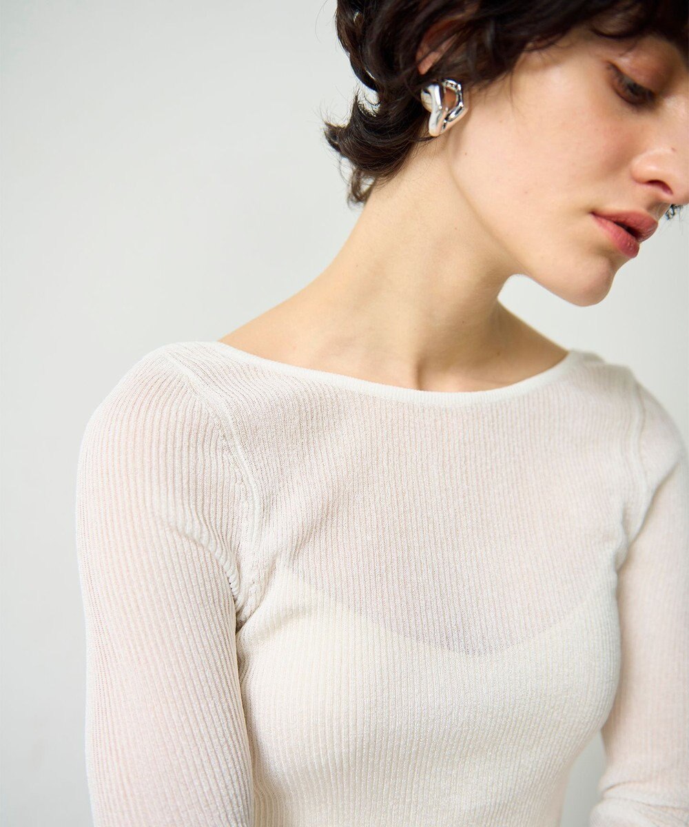 GRACE CONTINENTAL ラメシアーリブニットトップ 