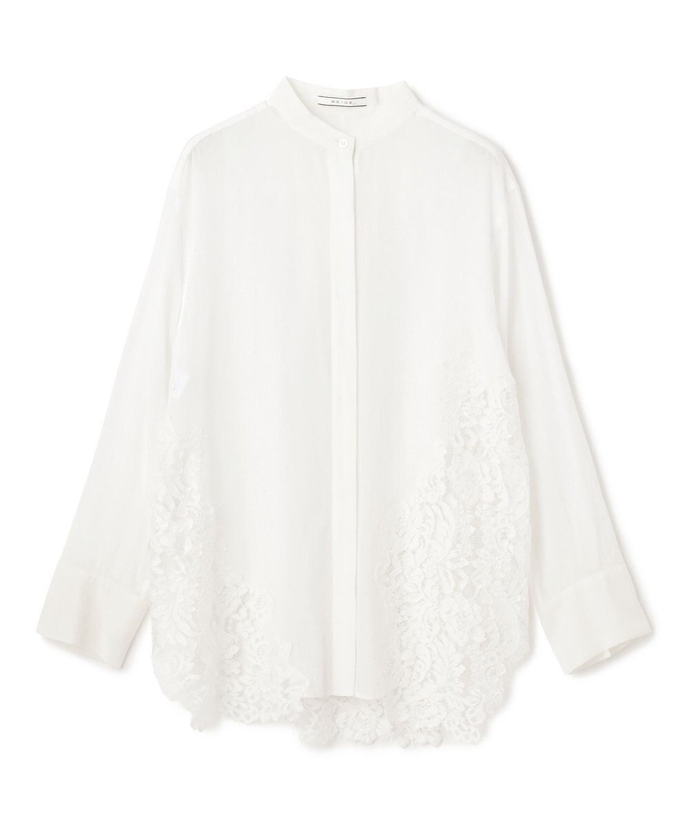 BEIGE， GALENA / コットンレースバンドカラーシャツ 