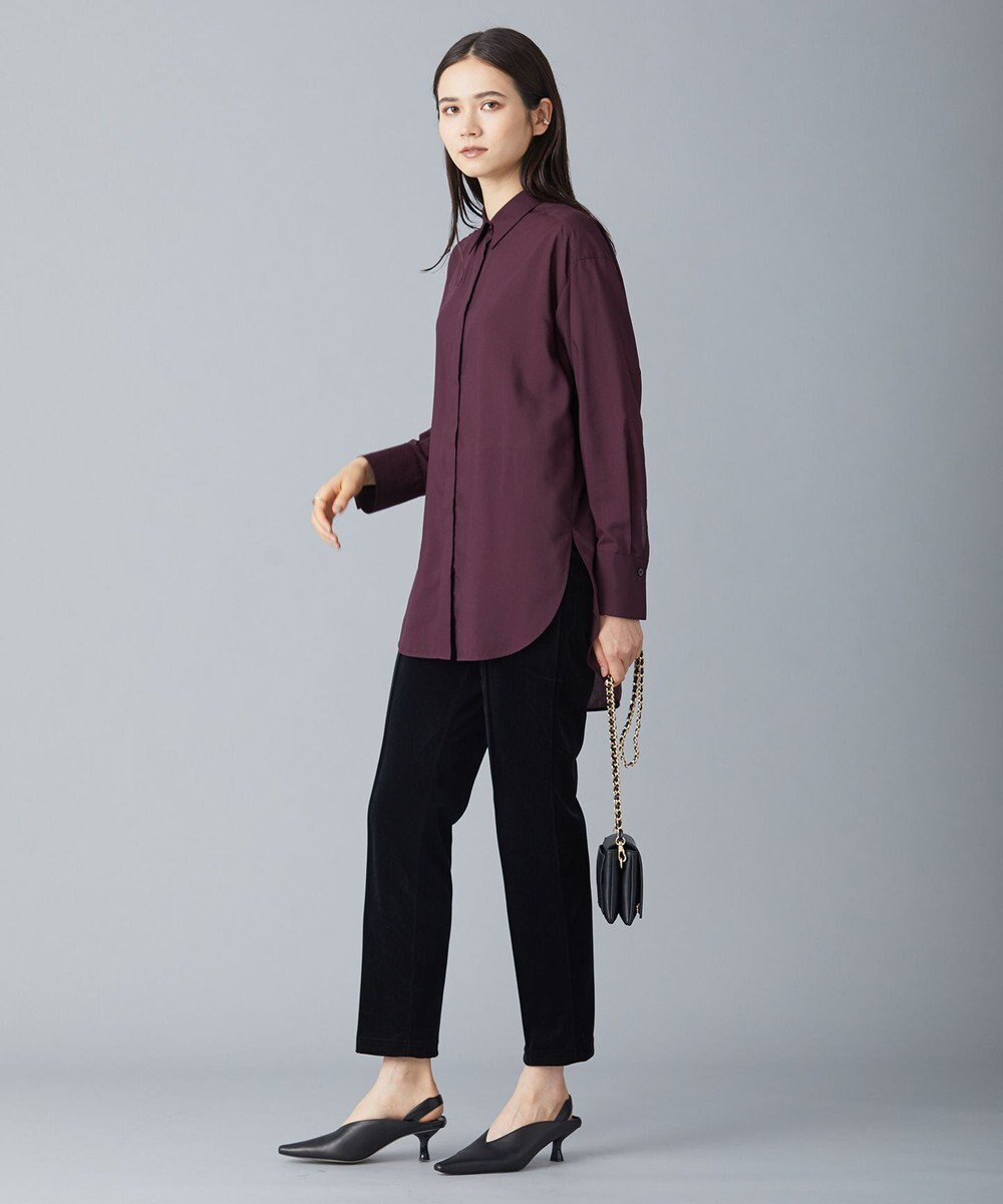 ICB 【洗える】トリアセコットンシアー ロングシャツ 