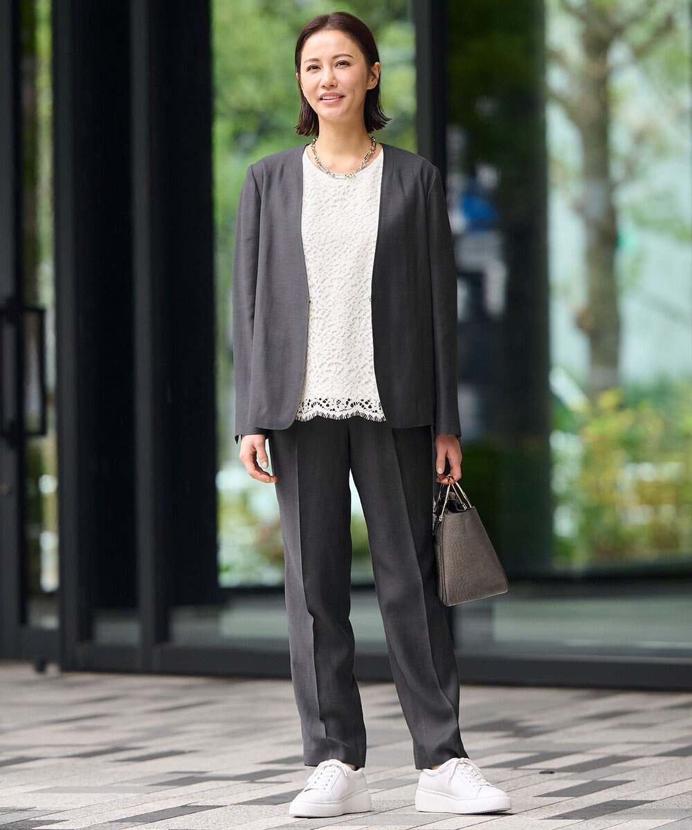 自由区 【XSサイズ～/洗える/セット可】キュプラリネンシャンタン ノーカラージャケット 