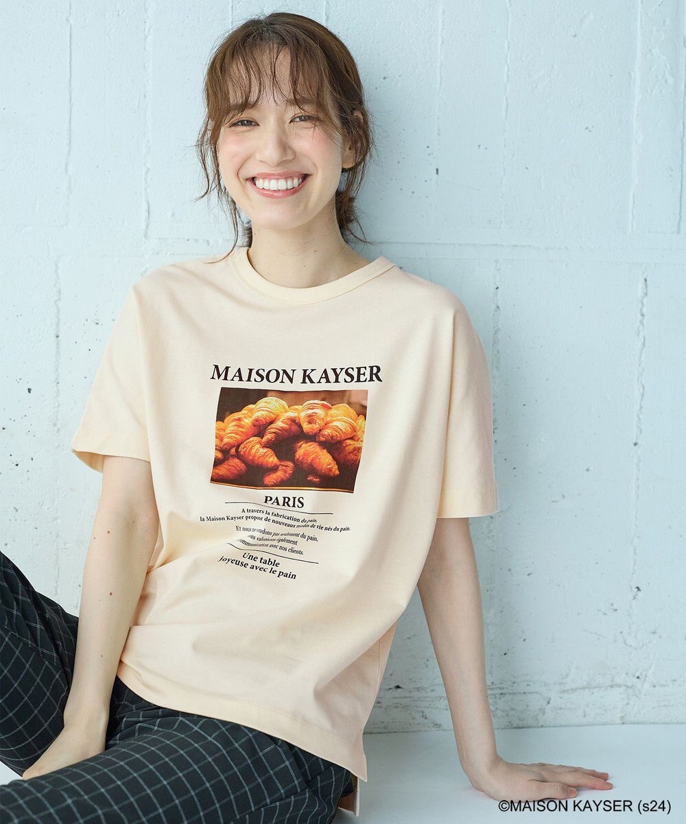 any FAM 【MAISON KAYSERコラボ】フォトプリント半袖Tシャツ アイボリー×クロワッサン