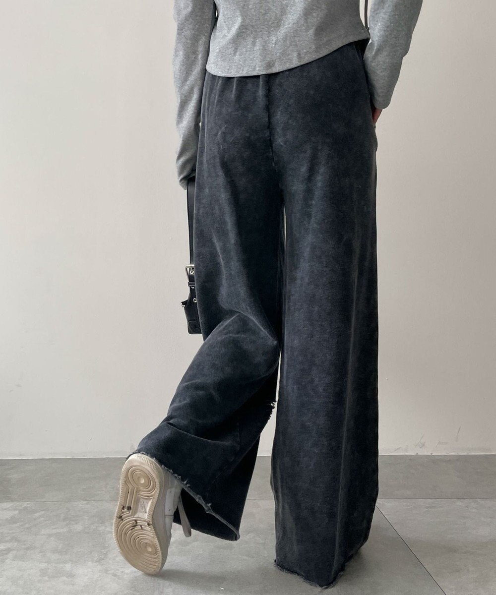 WEGO 【ウエストゴム】ヴィンテージウォッシュスウェットワイドパンツ 