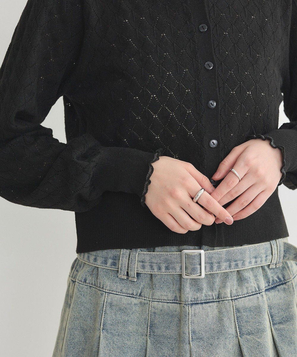 earth music&ecology シアースカラップ透かし編みカーディガン 