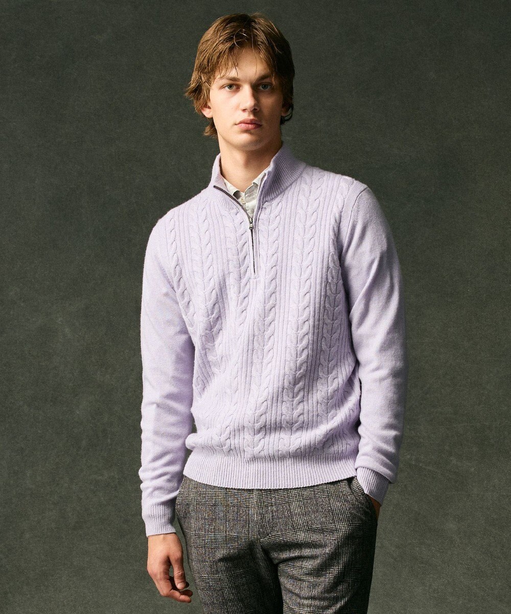 JOSEPH ABBOUD 【キングサイズ・暖か/軽量】カシミヤブレンド ハーフジップ ニット 