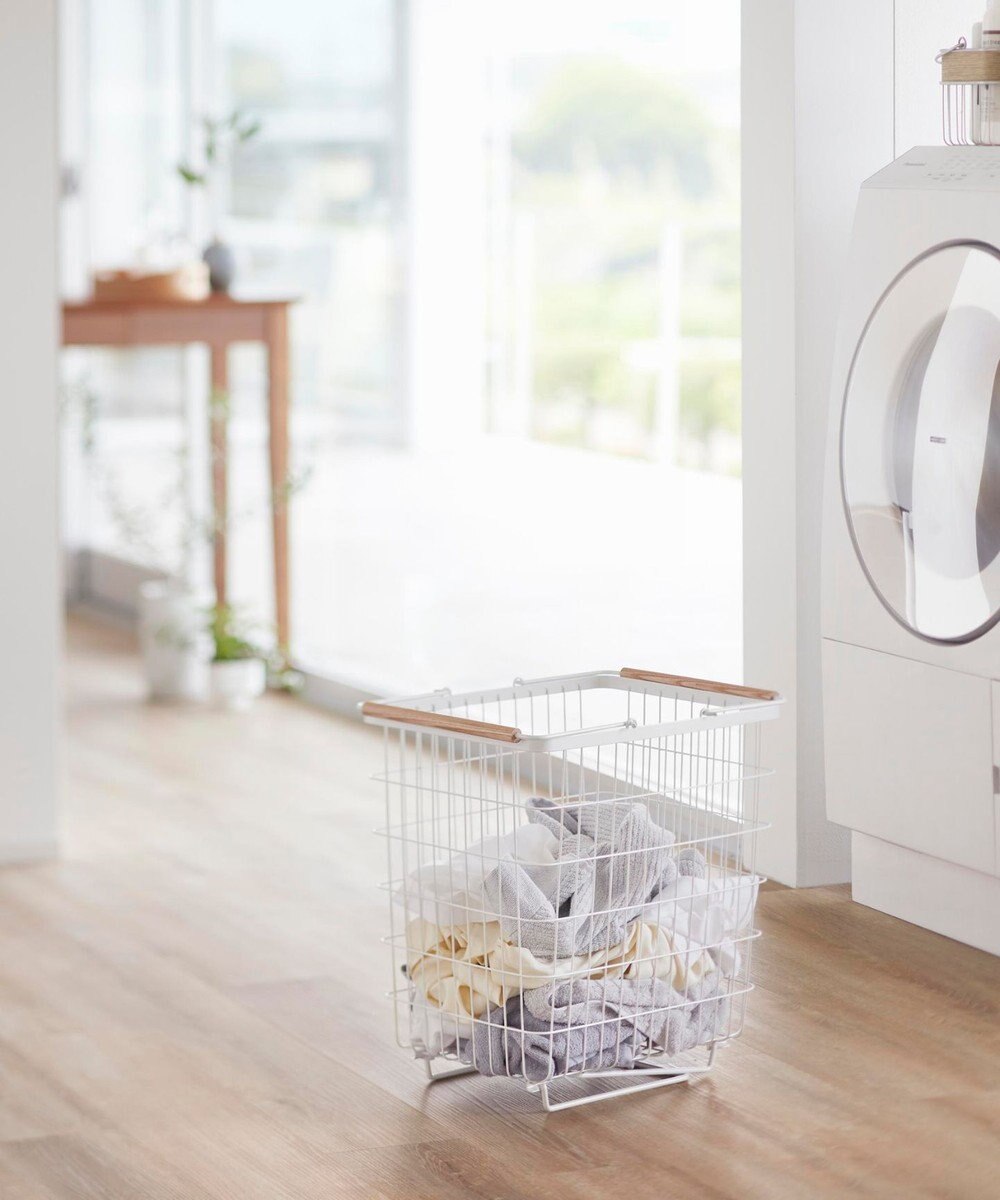 tower 折り畳み脚付きランドリーバスケット トスカ ホワイト 