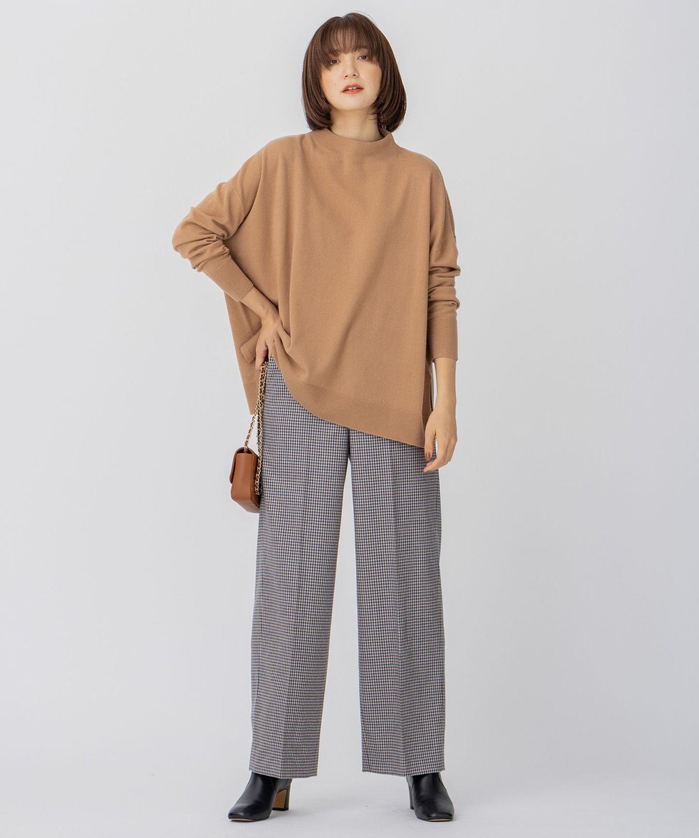 23区 L ウールミルドストレッチチェック ワイドパンツ 