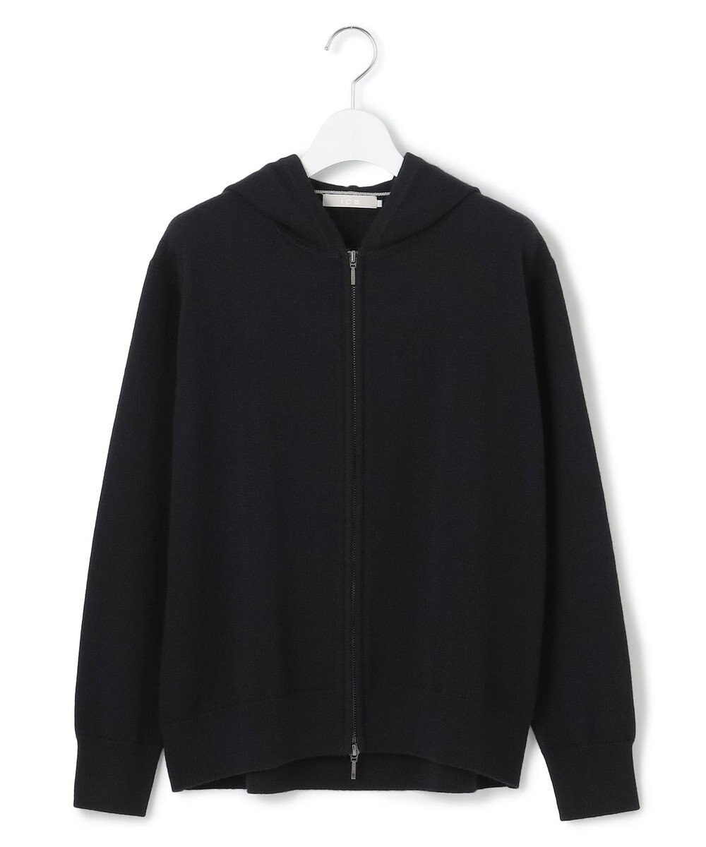 ICB L 【洗える】ソフトカシミヤミックス ジップアップ ニットパーカー 