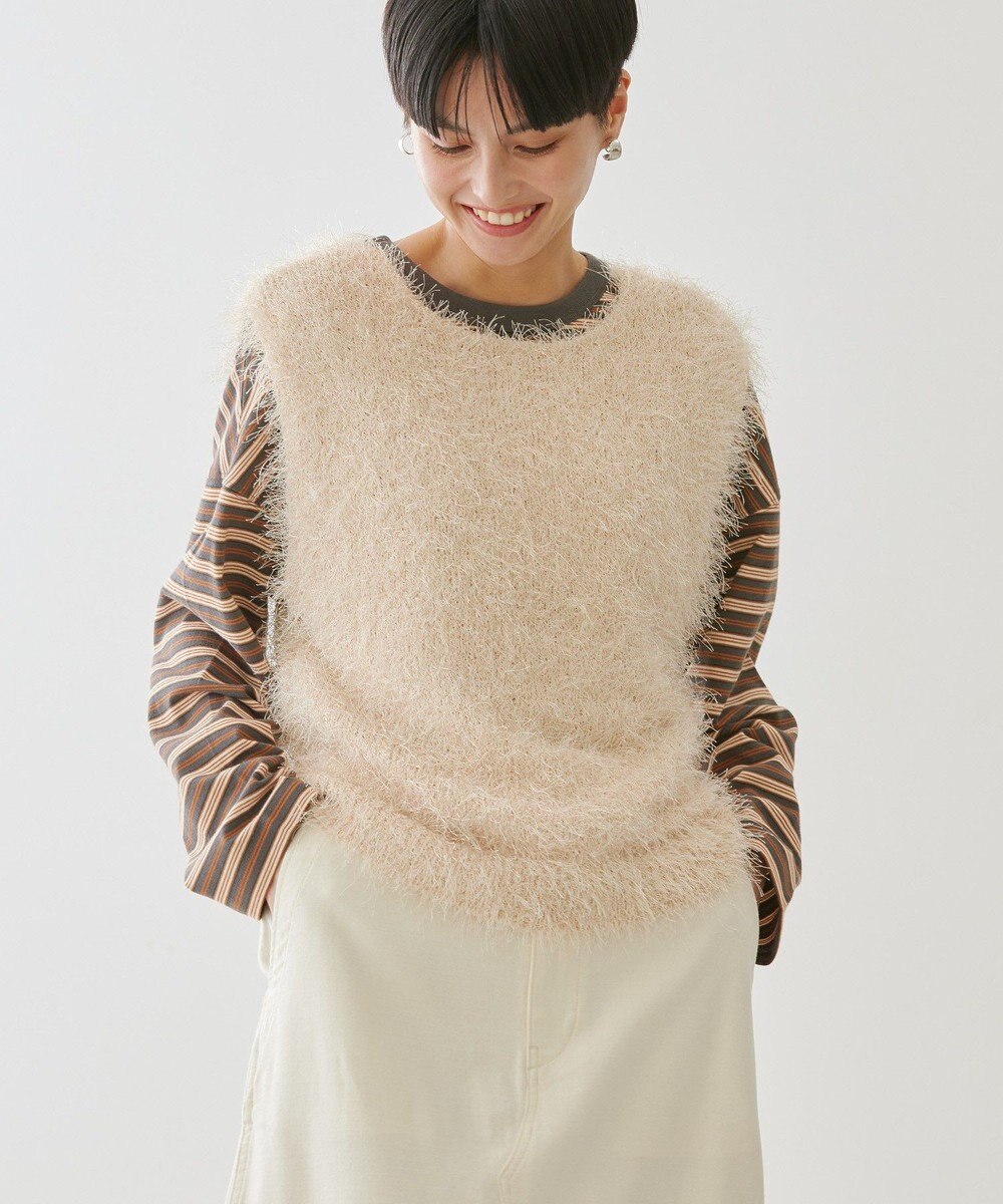 AMERICAN HOLIC 選べる丈２サイズ前後２ｗａｙシャギーベスト 