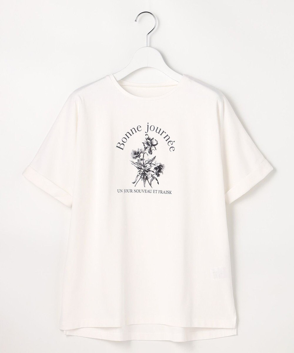 ANY SIS フラワープリント ロゴＴシャツ 