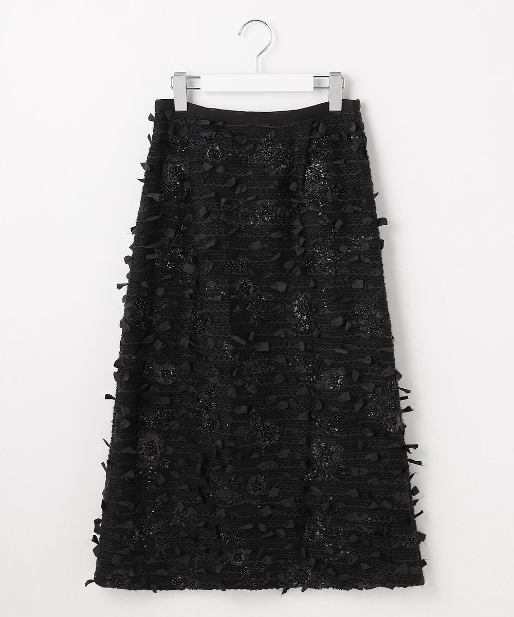 自由区 【カトリエムブーケ】Tweed a fleurs et rubans リボンツイードスカート 