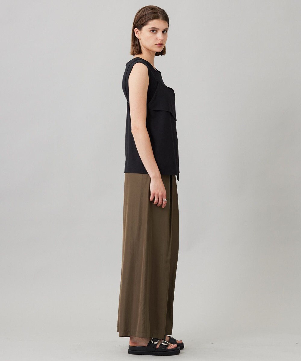 ICB L 【接触冷感・UVケア・速乾・洗える】シルクエステルタフタ ワイドパンツ 