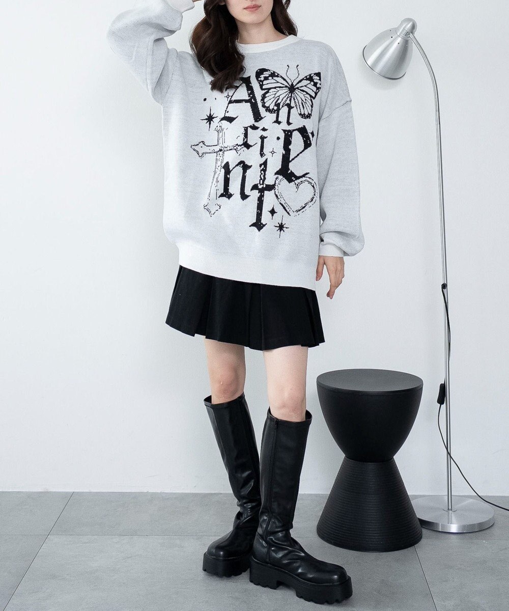 WEGO 【洗える】グラフィックニットBIGプルオーバー 