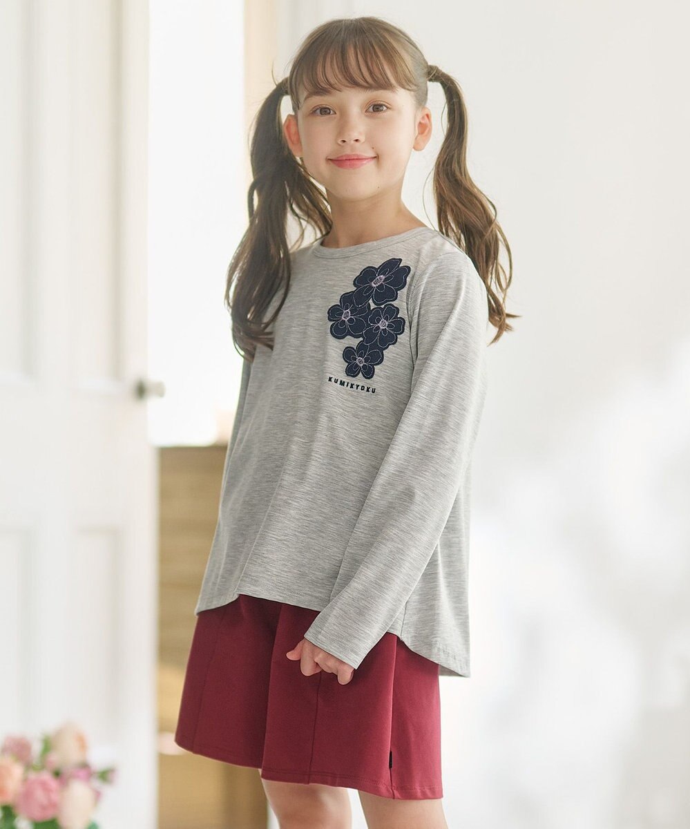 組曲 KIDS 【110-140㎝】サラリとフラワーモチーフ Tシャツ 