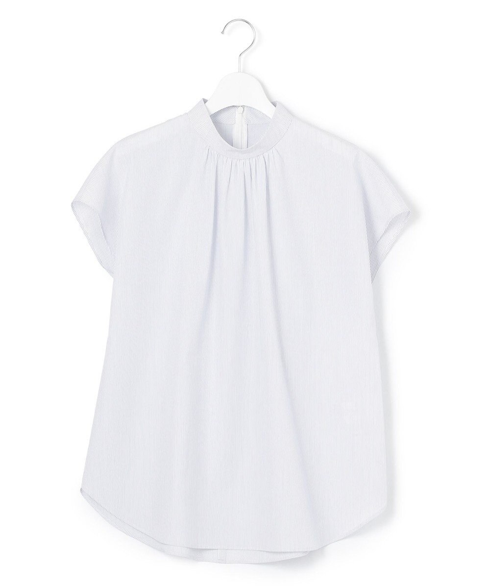 23区 L 【洗える】コットンポプリン スタンドカラー ブラウス 