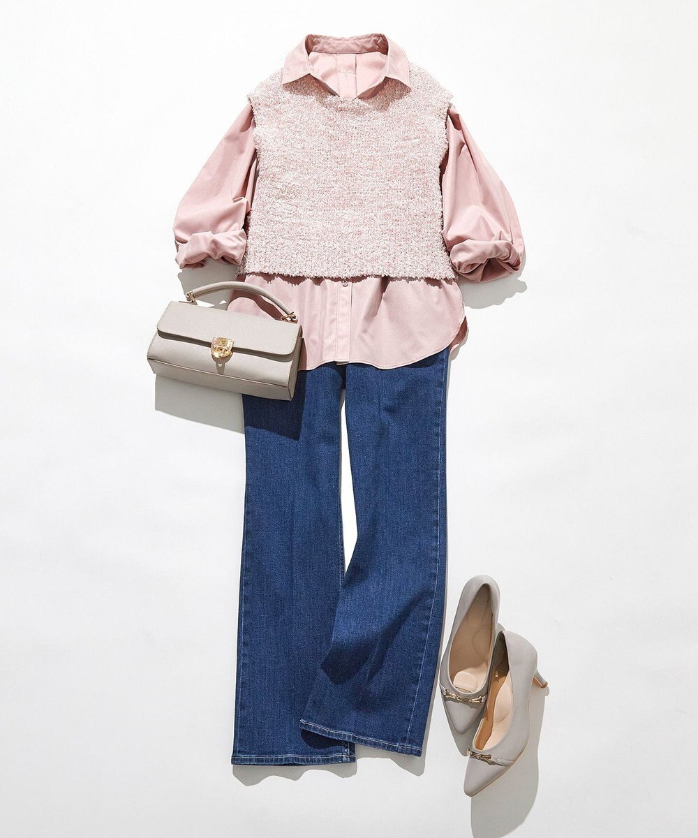 ANY SIS L 【美Denimシリーズ】センタープレスセミフレア デニム 