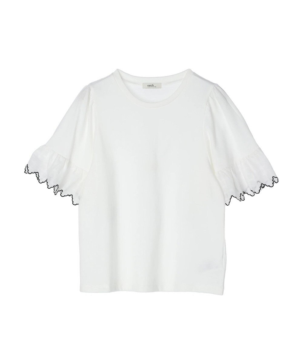 earth music&ecology 配色スカラップスリーブＴＥＥ 