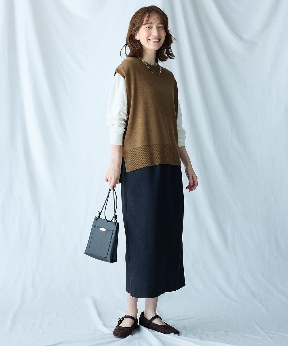 ANY 【ウエストゴム】クラシカルツイードタイトスカート 