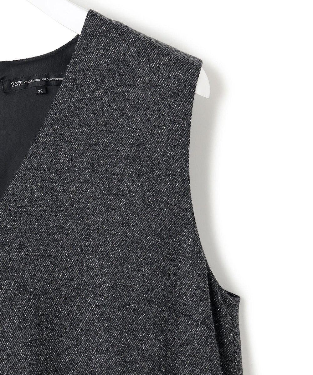 23区 S ラメミックスツイード Vネックワンピース 