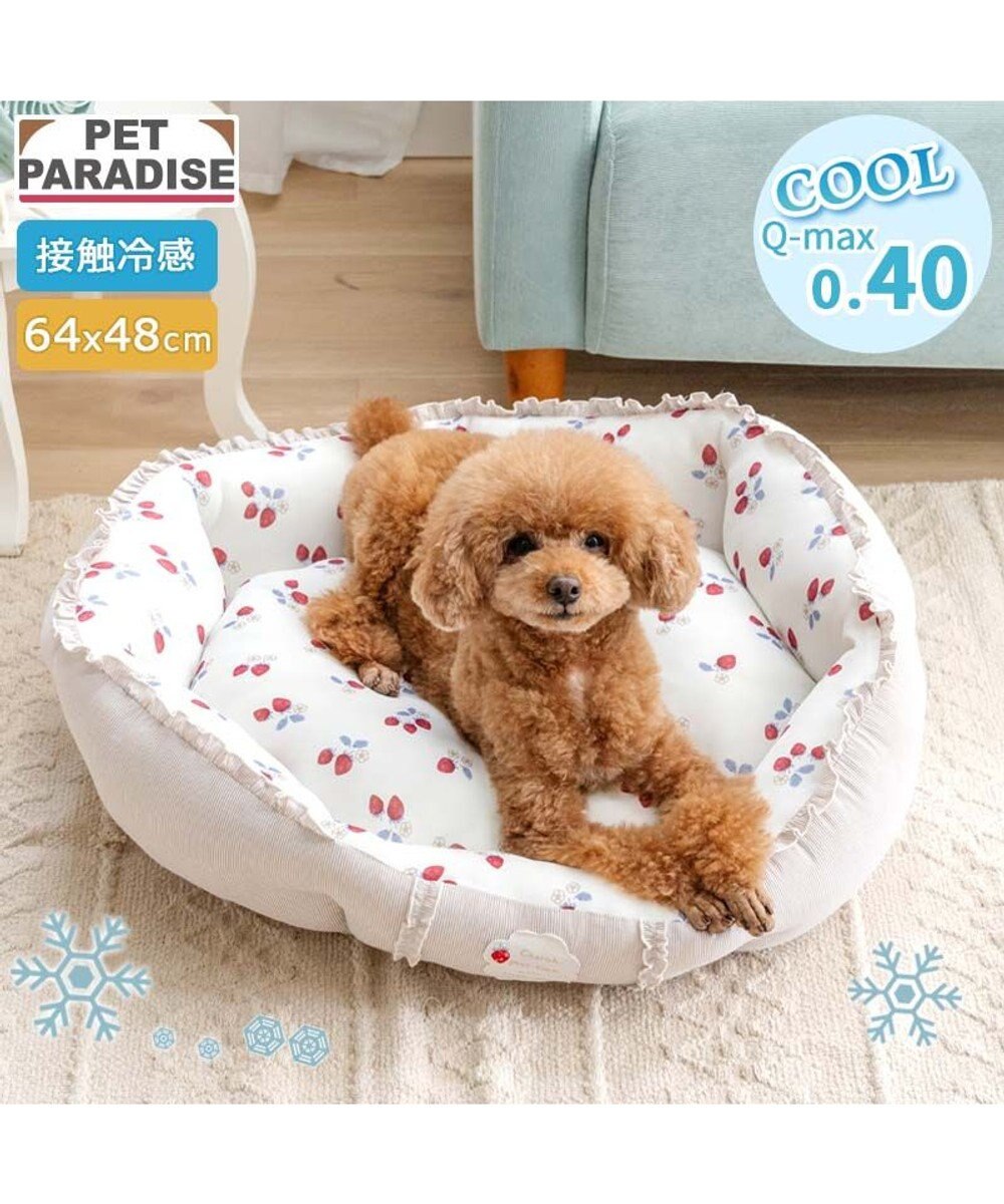 PET PARADISE ペットパラダイス クールカドラー 丸型 《苺花柄》 Ｍ 