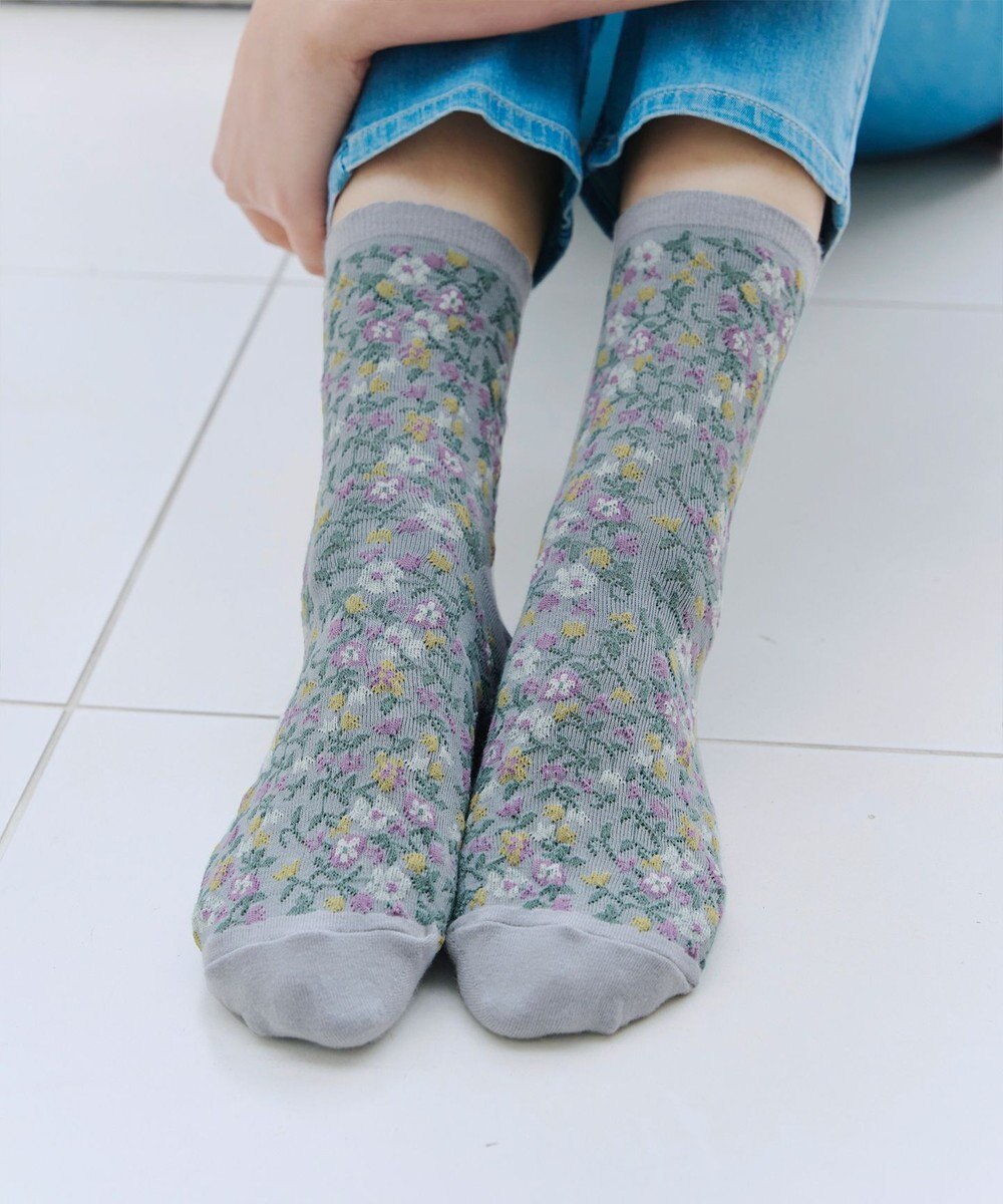 Tiaclasse ジャガード花柄ソックス 