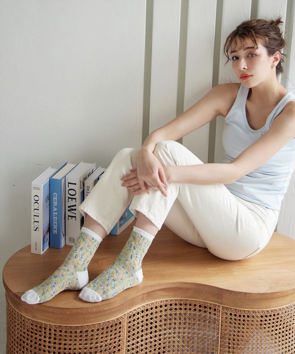 Tiaclasse ジャガード花柄ソックス 